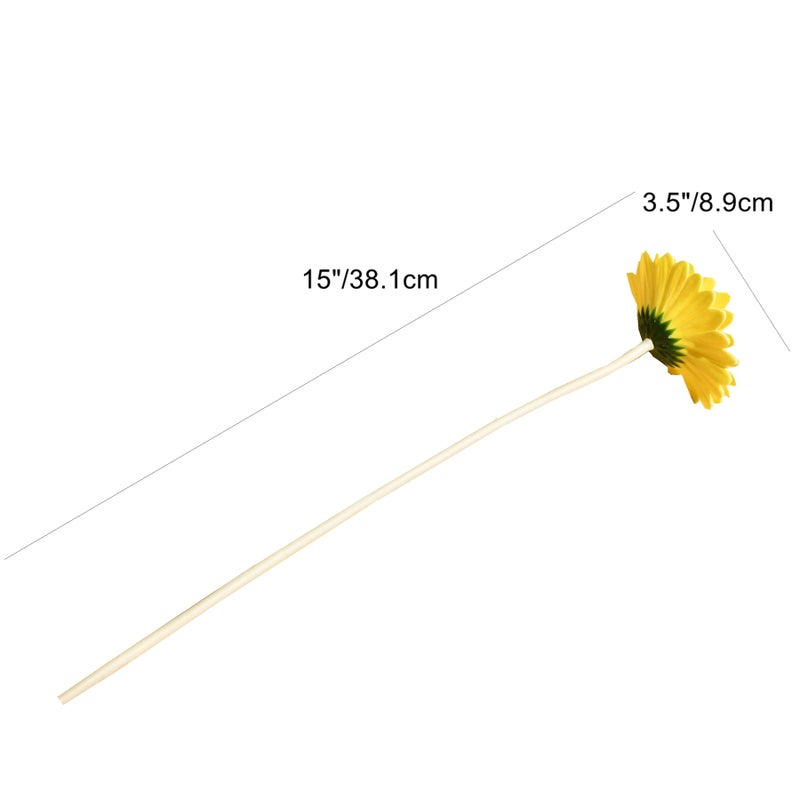 Mandy's PU Yellow Gerbera Daisy Artificial Flowers 12 Stems for Thanksgiving and Christmas Decorations Flexible Centerpiece Wedding Bouquet Home DÃ©cor - Image 2